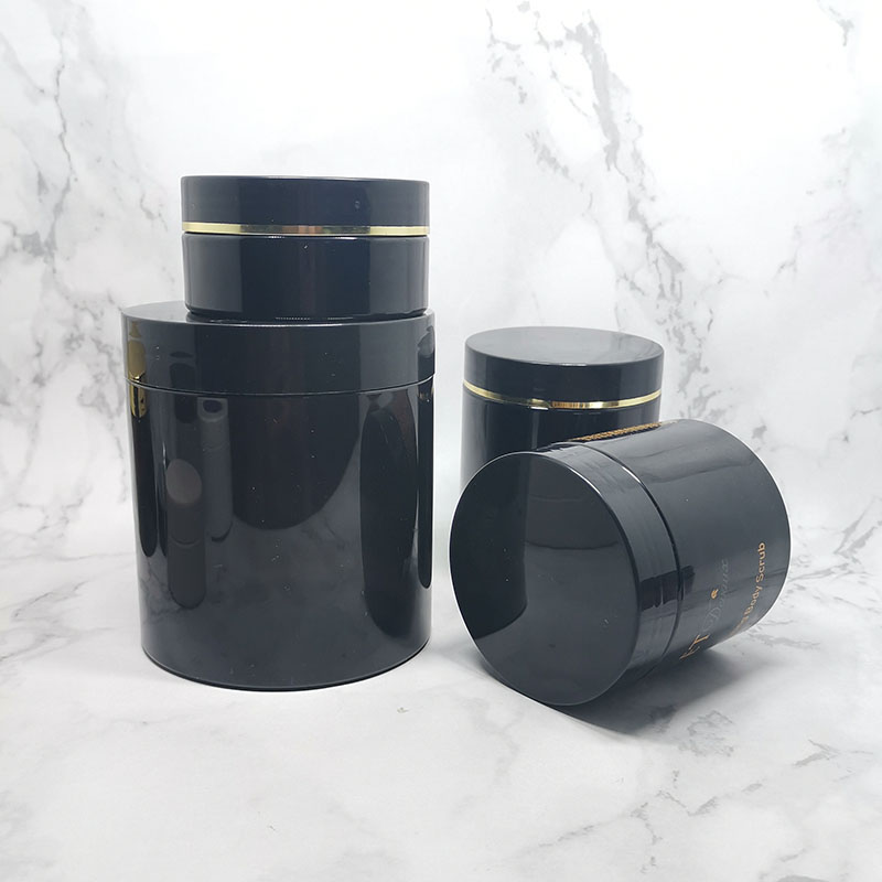 black plastic hair gel packaging 500ml 250ml 8 oz pet jar with gold circle
