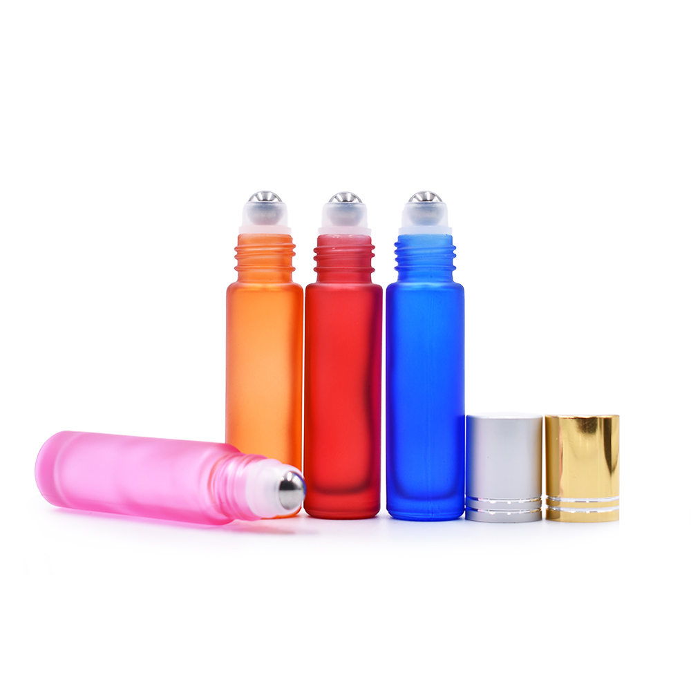black red amber green clear frosted roller bottle 10ml glass roll on bottle with aluminum cap and rollers