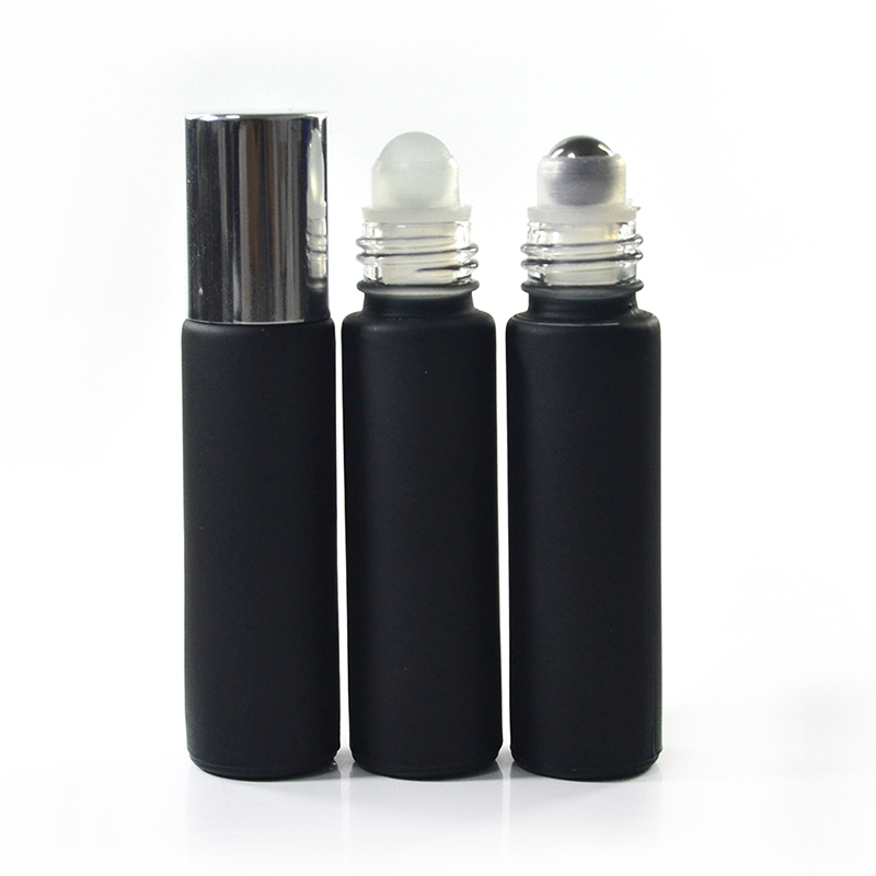 black red amber green clear frosted roller bottle 10ml glass roll on bottle with aluminum cap and rollers