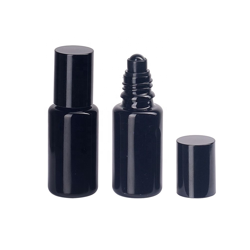 black roller ball glass bottle empty black glass essential oil roll-on bottles 15 ml roll on bottle