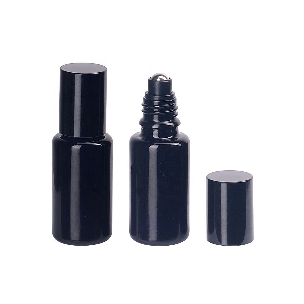 black roller ball glass bottle empty black glass essential oil roll-on bottles 15 ml roll on bottle