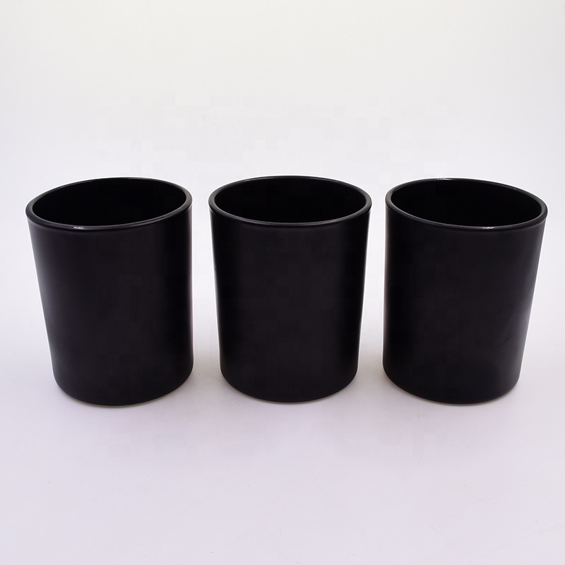 black romantic OIL CBD soy luxury holder jar frost gift house decoration atmosphere candle wedding glass art wax round metal lid