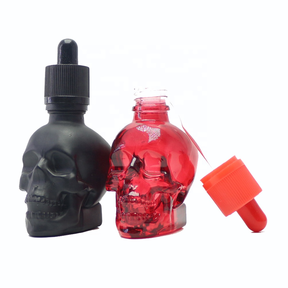 black skull glass bottles 30ml with dropper SGB-031A