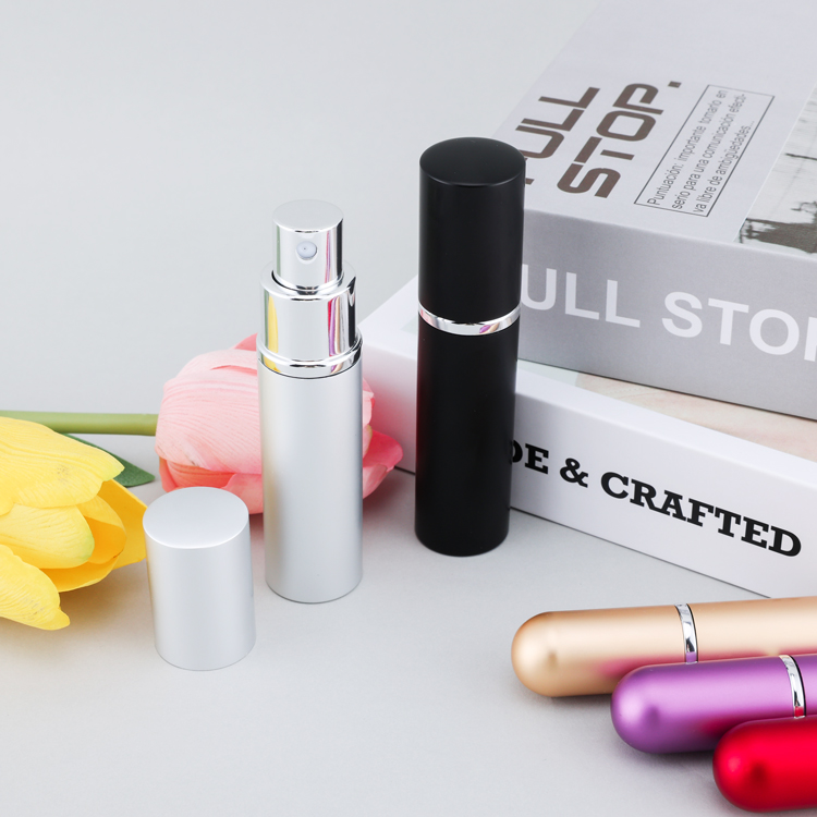 black sliver 10ml perfume atomizer metal mini travel portable 10ml refillable perfume spray bottle