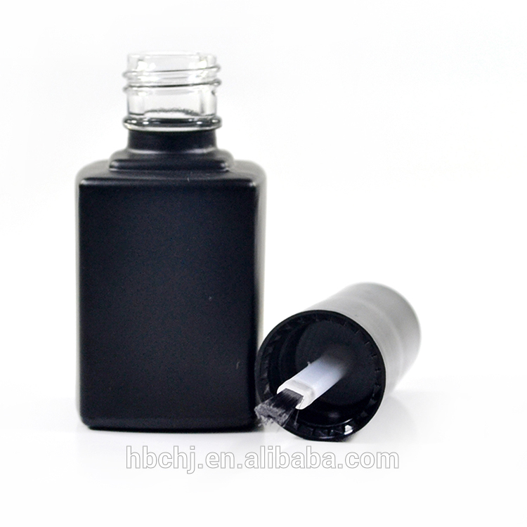 black square uv gel nail polish bottles with shiny lid and soft brush