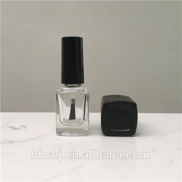 black square uv gel nail polish bottles with shiny lid and soft brush