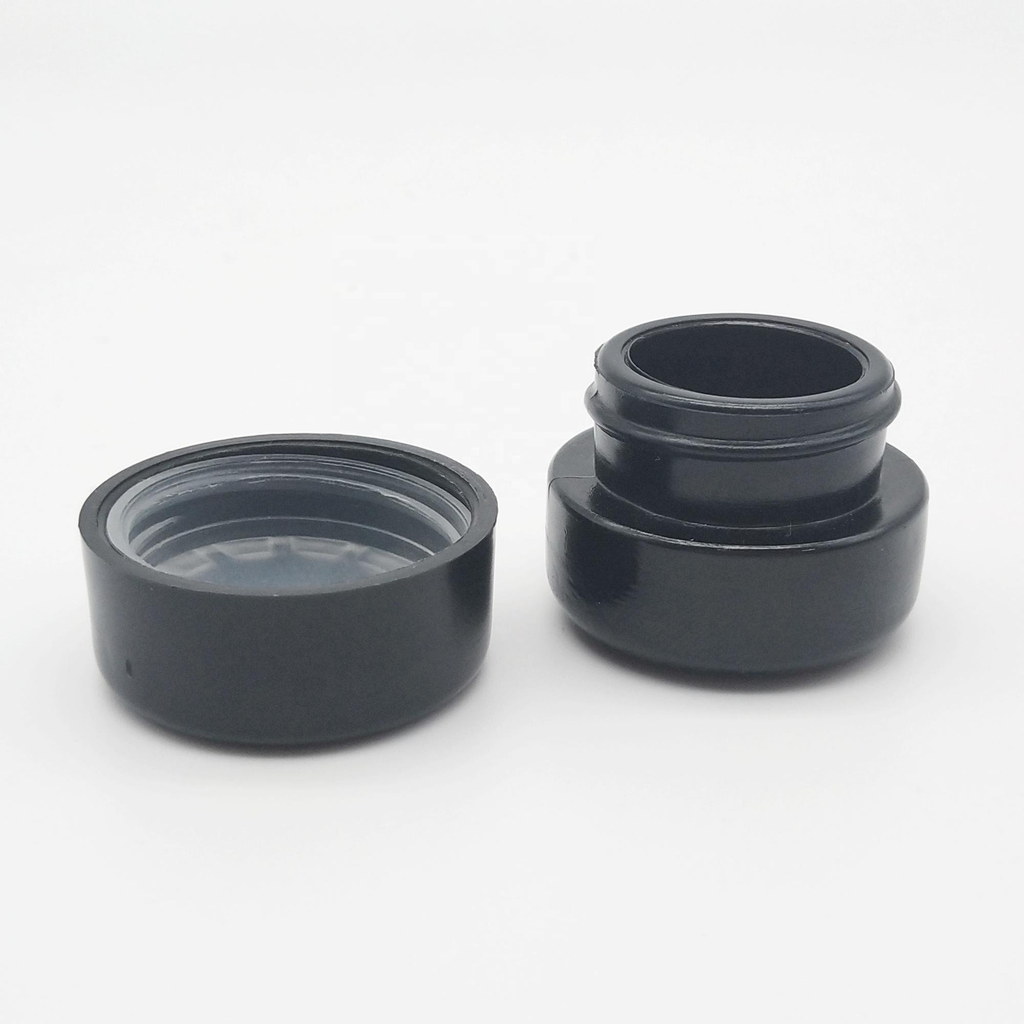 black straight side costom cosmetic round glass jar