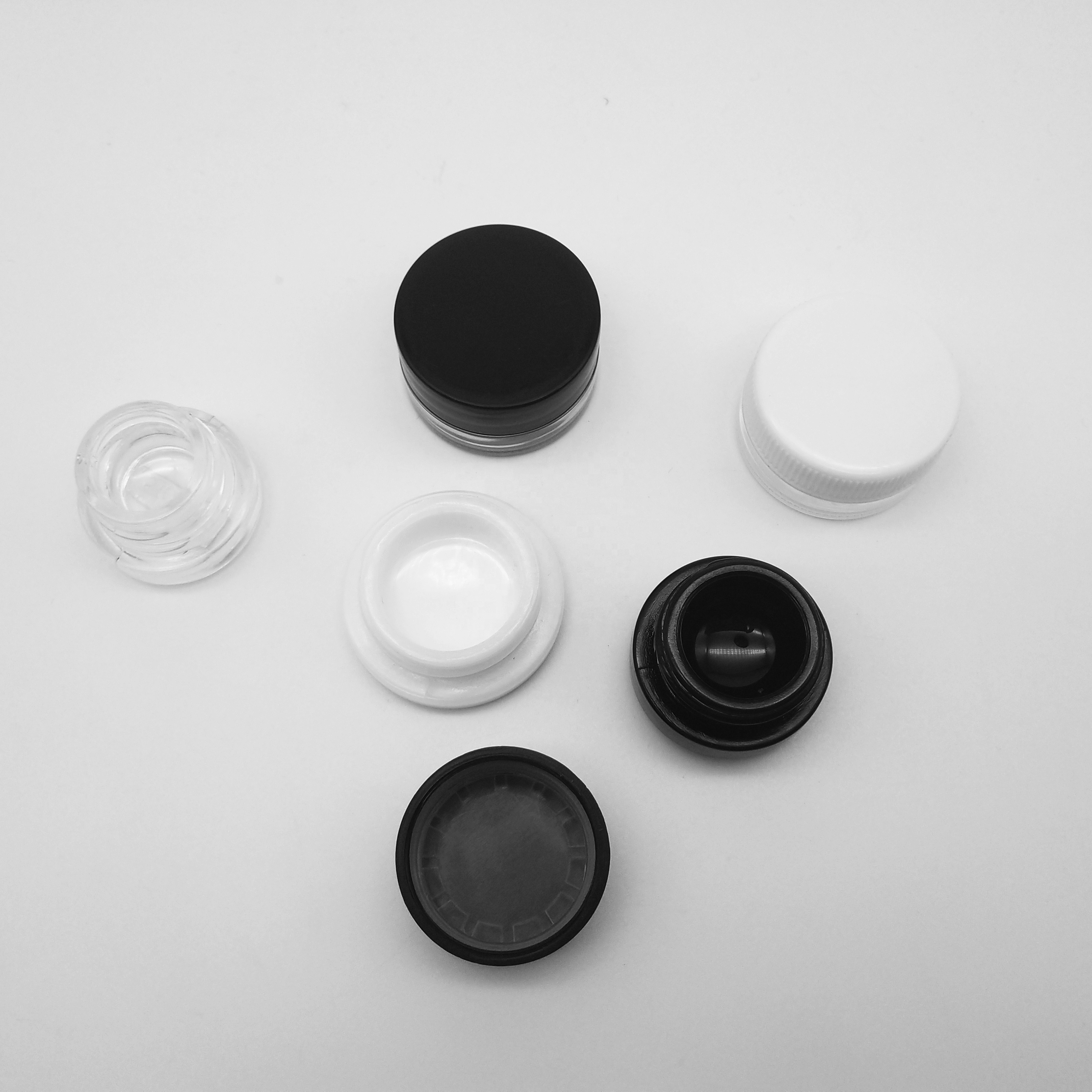 black straight side costom cosmetic round glass jar