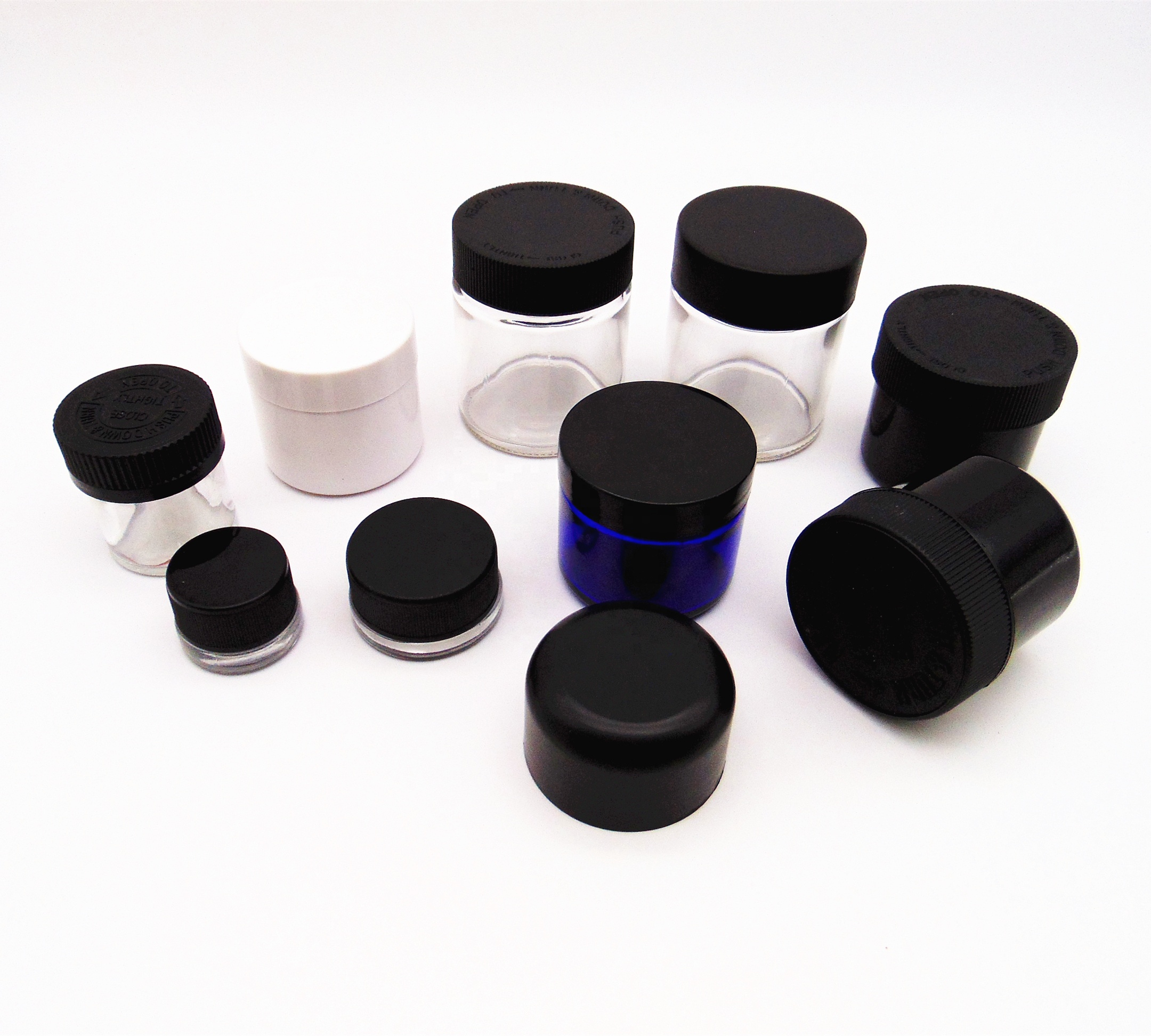 black straight side costom cosmetic round glass jar