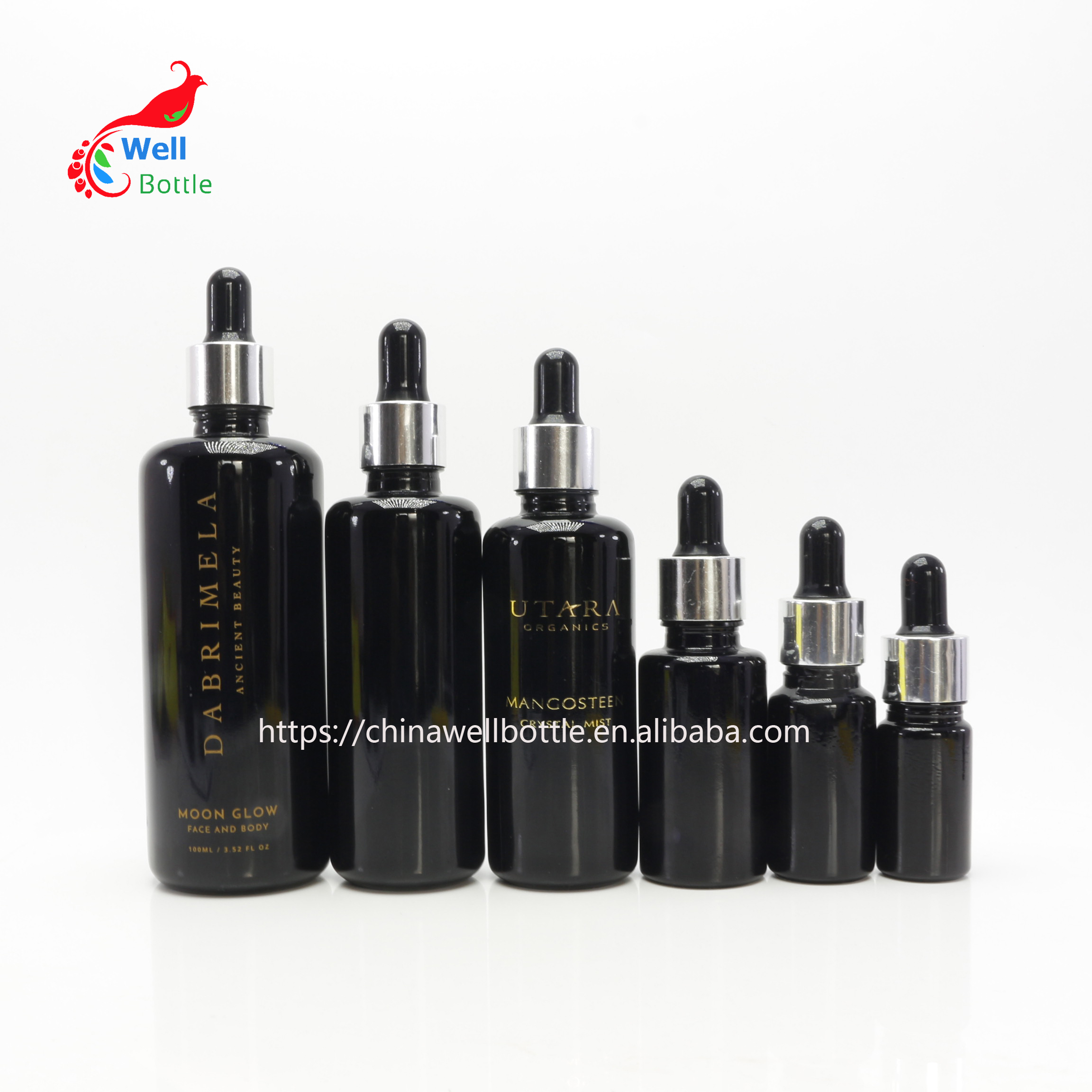 black uv proof glass oil dropper bottles violet cosmetic packaging for liquor DV262E