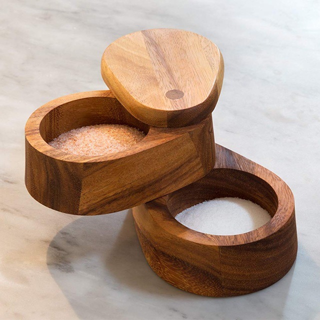 black walnut house home sugar coffee tea salt spice jar storage organizer wooden  kitchen containers