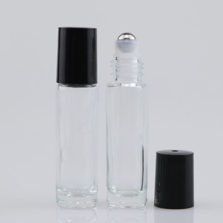 black white cap clear 10 ml roll on bottle amber 10ml roller bottle with glass ball stainless ball for essential oils