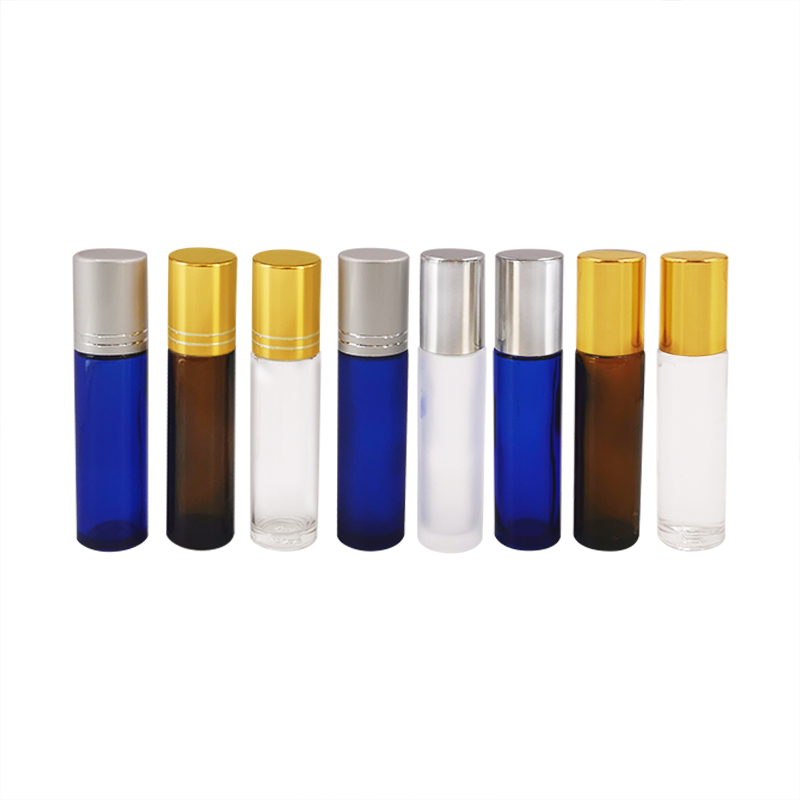 blue blue transparent 10ml on roller bottle with wood grain cap
