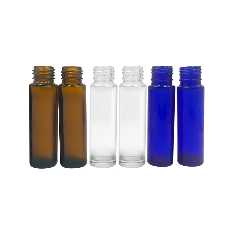 blue blue transparent 10ml on roller bottle with wood grain cap