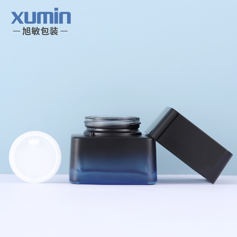 blue cosmetic glass bottle 40ml 110ml 125ml with glass lotion bottle