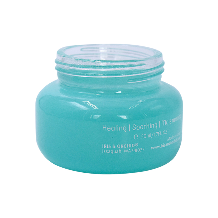 blue glass white cap container for skincare eye cream lotion 50g glass jar