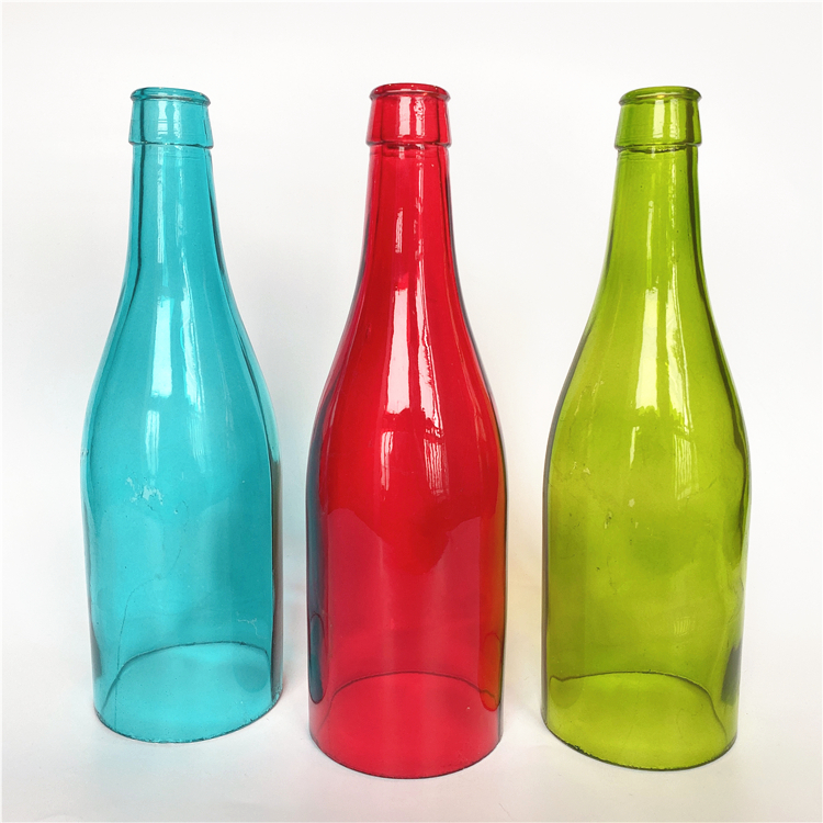 blue green pink color painting bottomless Cut glass wine bottle bottle lampshade