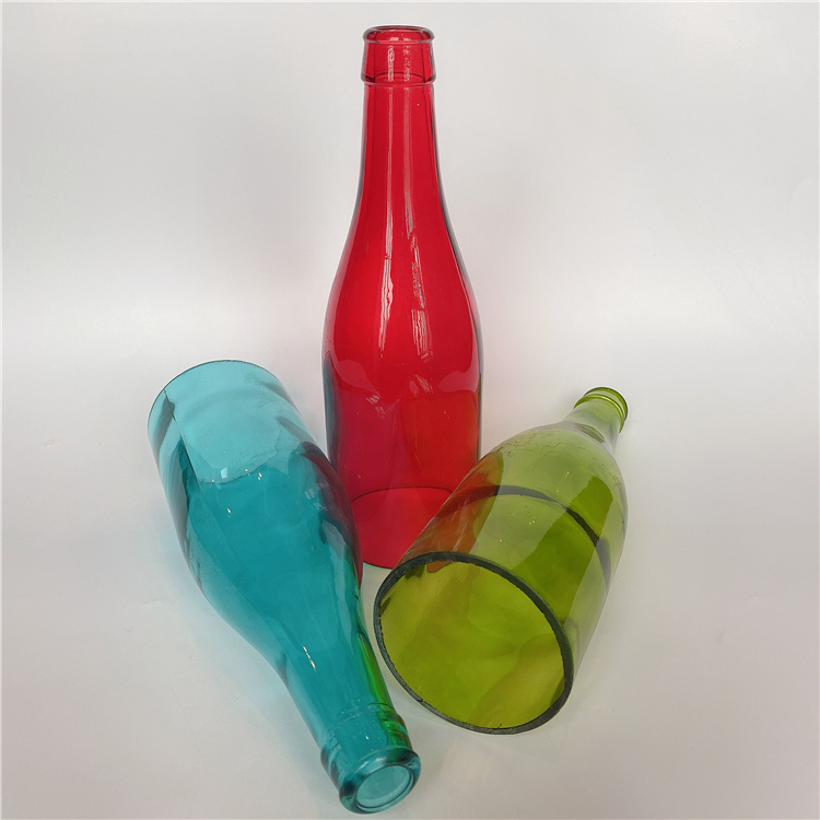 blue green pink color painting bottomless Cut glass wine bottle bottle lampshade