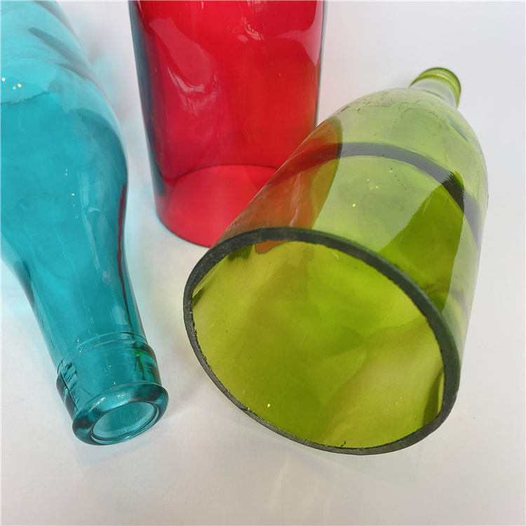 blue green pink color painting bottomless Cut glass wine bottle bottle lampshade