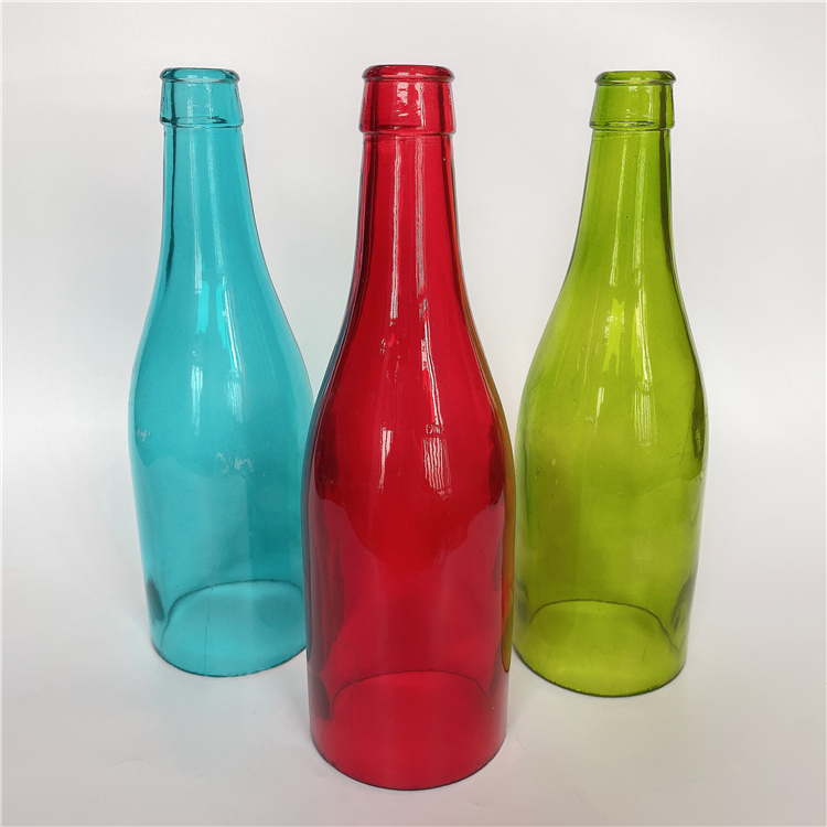 blue green pink color painting bottomless Cut glass wine bottle bottle lampshade