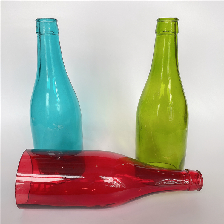 blue green pink color painting bottomless Cut glass wine bottle bottle lampshade