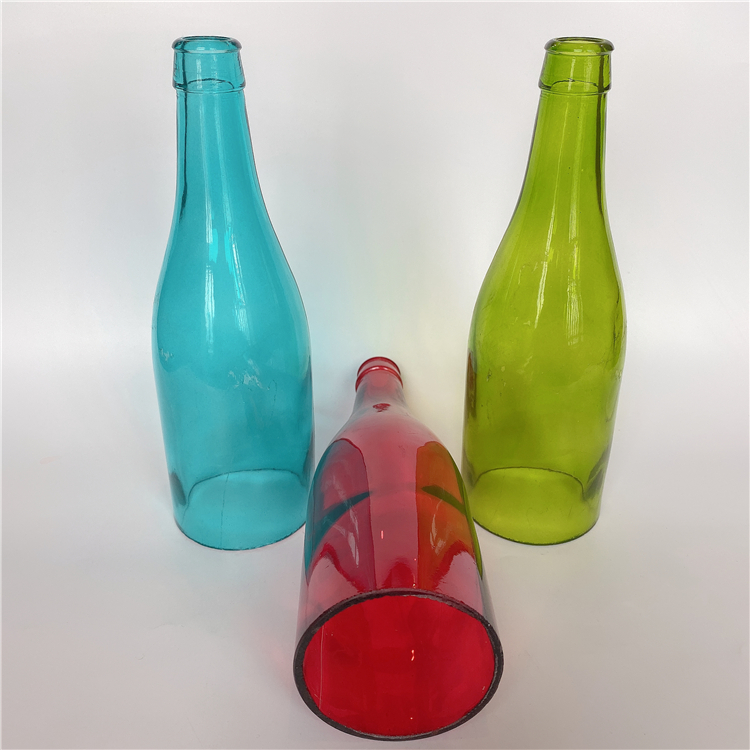 blue green pink color painting bottomless Cut glass wine bottle bottle lampshade