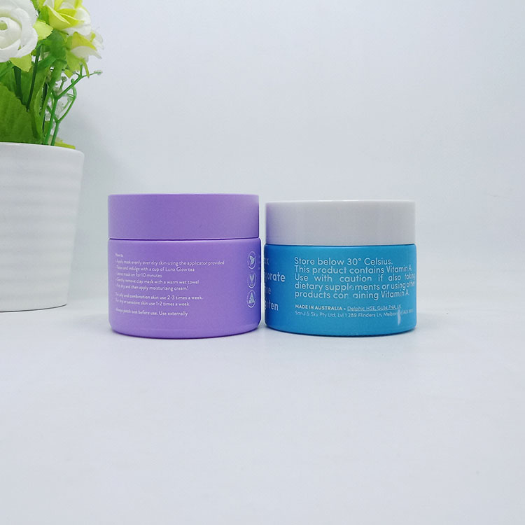 blue silk screen opal luxury jar for 30g 50g 100g face cream 15g eye cream container with white plastic screw lid