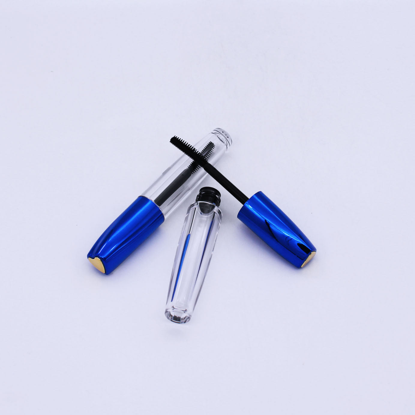 blue transparent clear make up cosmetic empty mascara container for shifter