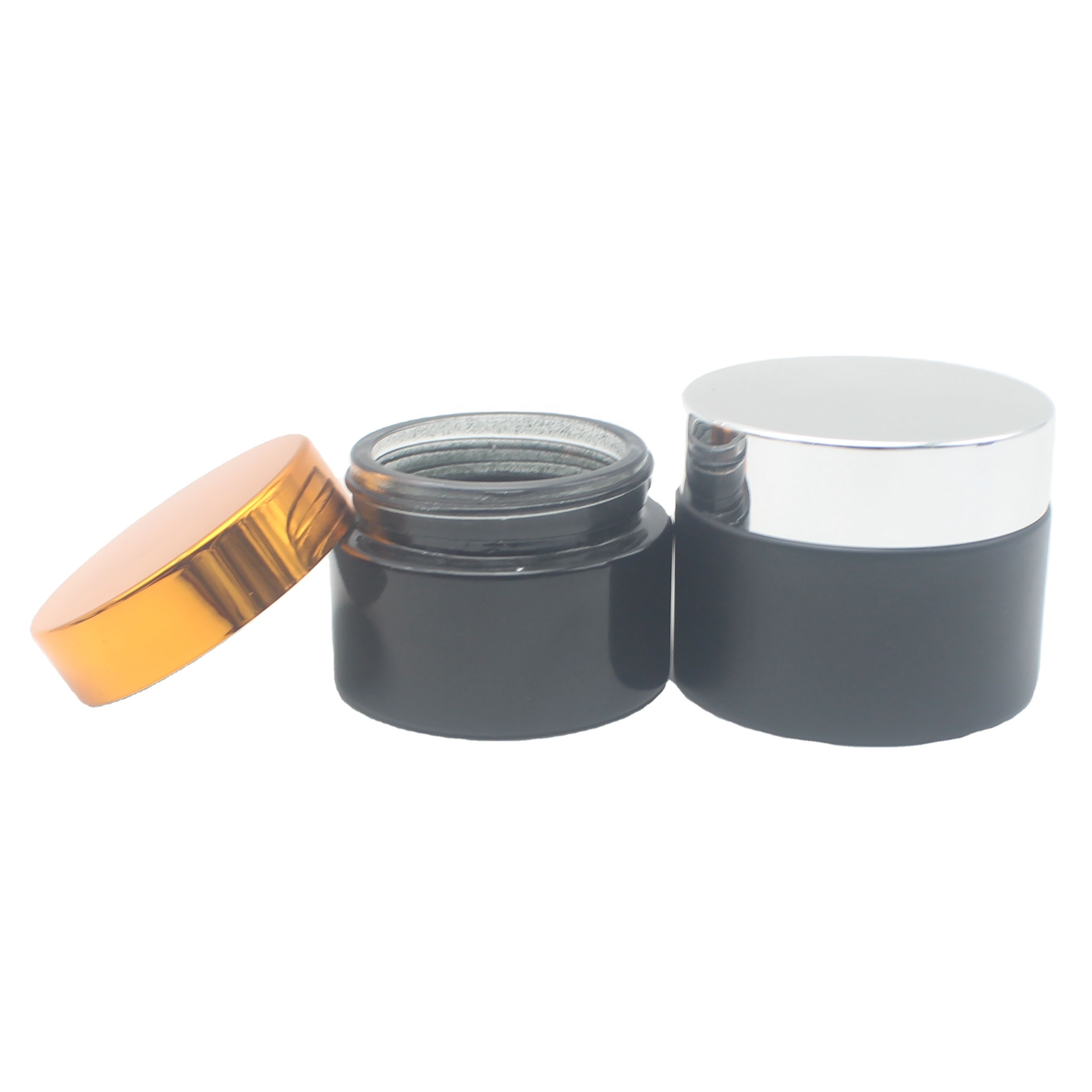 body butter empty glass jars containers 20ml 30ml clear glass jar with silver gold aluminum lid GCJ-066