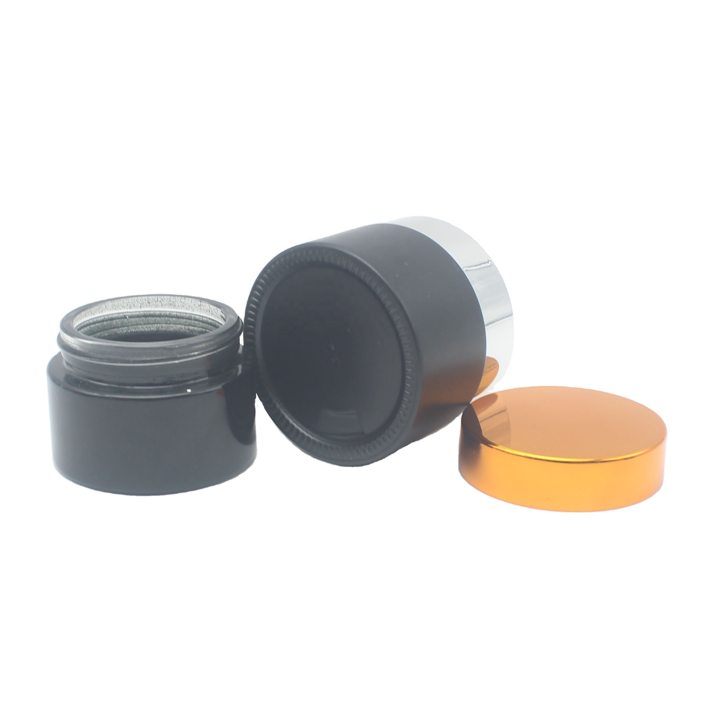 body butter empty glass jars containers 20ml 30ml clear glass jar with silver gold aluminum lid GCJ-066