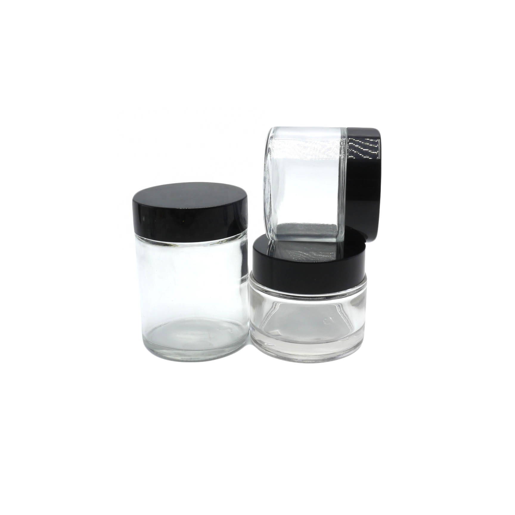 body butter empty glass jars containers 5ml 10ml 15ml 30ml 50ml 100ml clear glass jar with silver gold aluminum lid GJ-CC51