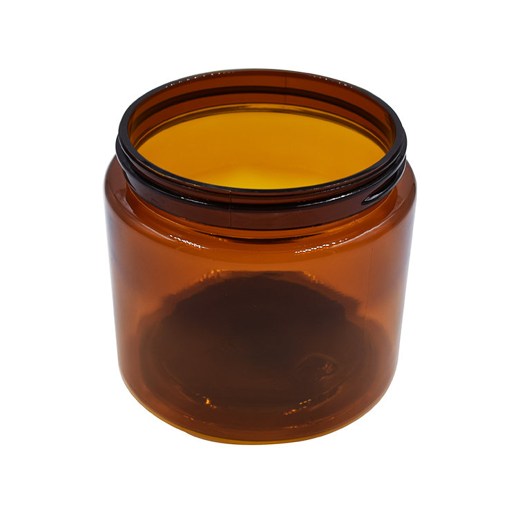 body butter packaging amber plastic jars round PET plastic jar 500ml 250ml body butter jars with bamboo lid