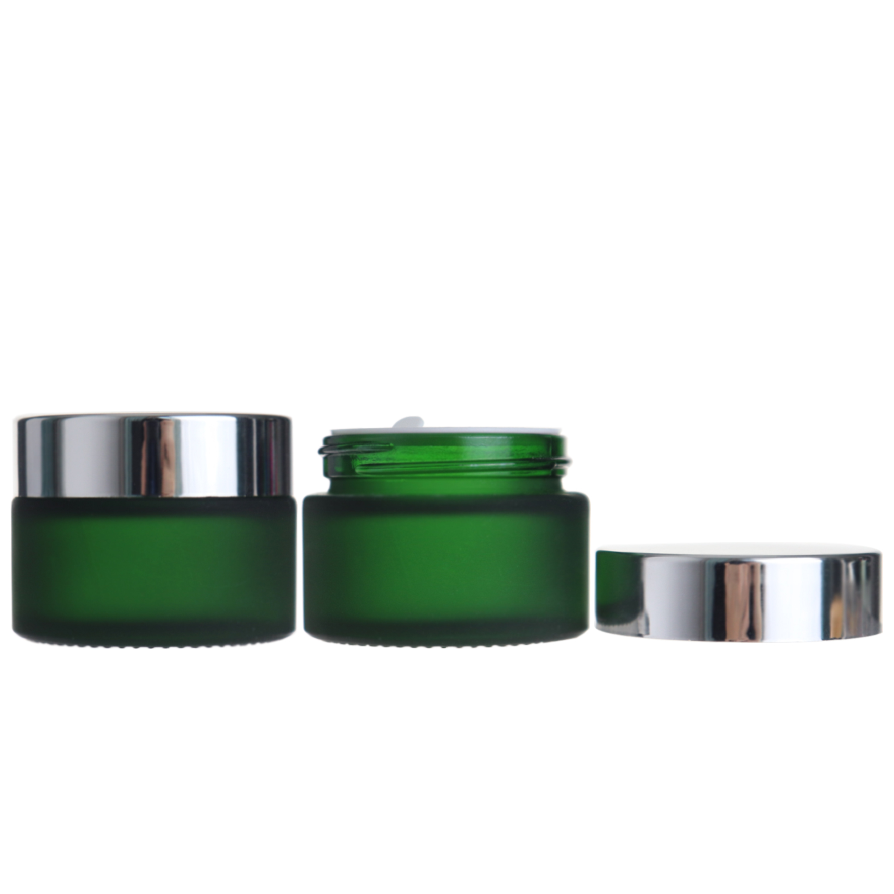 body care cream 30g 30ml frosted green cosmetic glass jar with metal lid