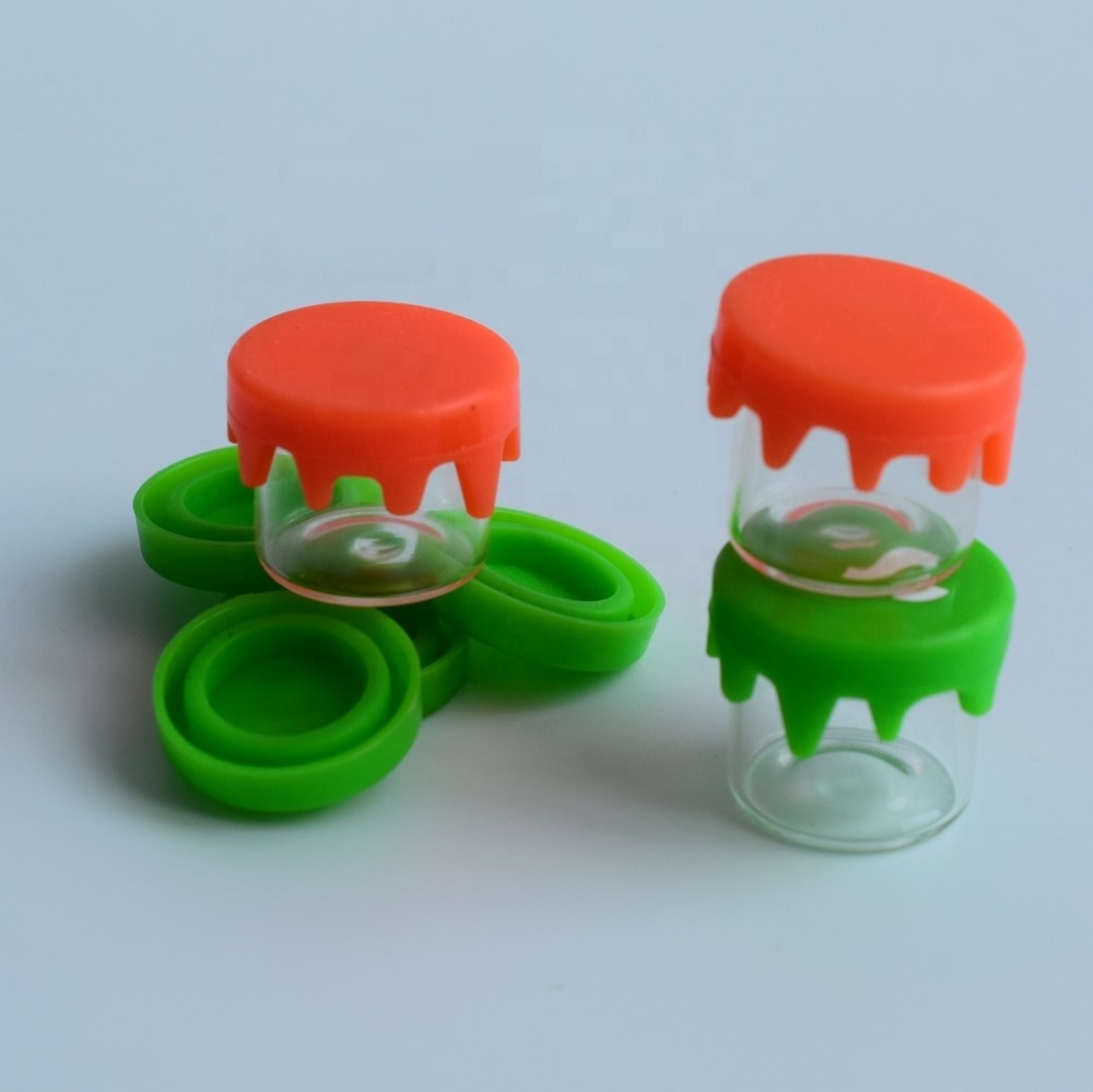 borosilicate glass jar for CBD oil wax oil essential oil mini glass jars silicone lid glass bottles