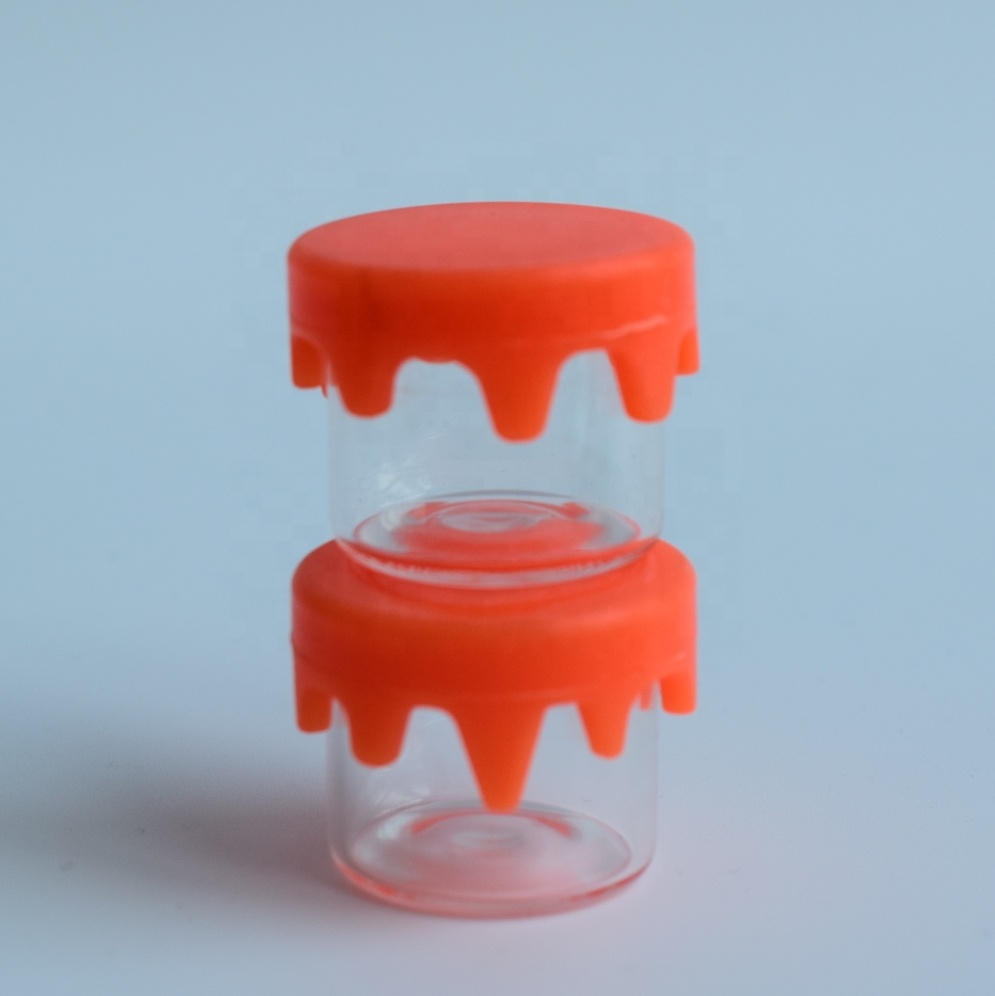 borosilicate glass jar for CBD oil wax oil essential oil mini glass jars silicone lid glass bottles