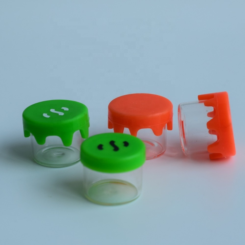 borosilicate glass jar for CBD oil wax oil essential oil mini glass jars silicone lid glass bottles