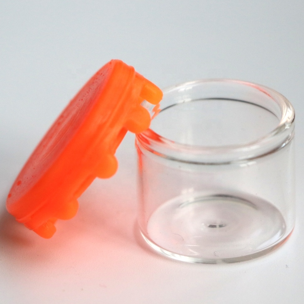 borosilicate glass jar for CBD oil wax oil essential oil mini glass jars silicone lid glass bottles