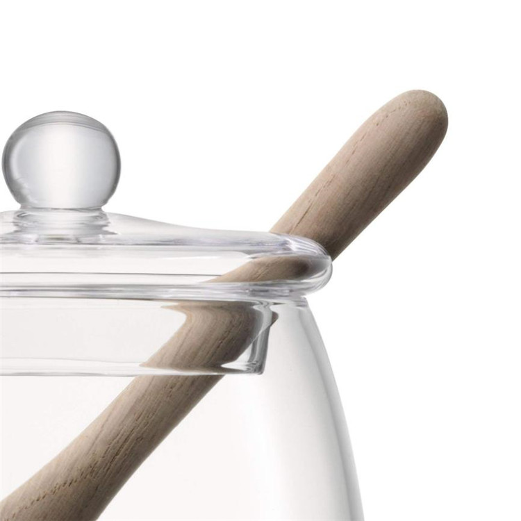 borosilicate jam glass jars 9oz glass honey jar with glass lid and stick