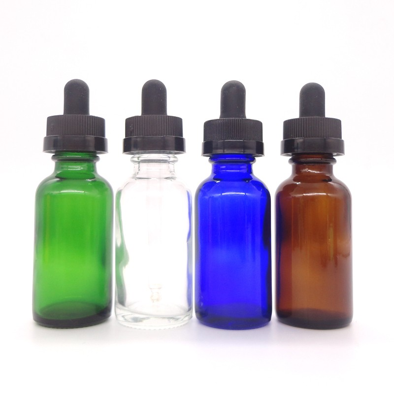 boston round 60ml black clear frosted glass bottles with childproof dropper