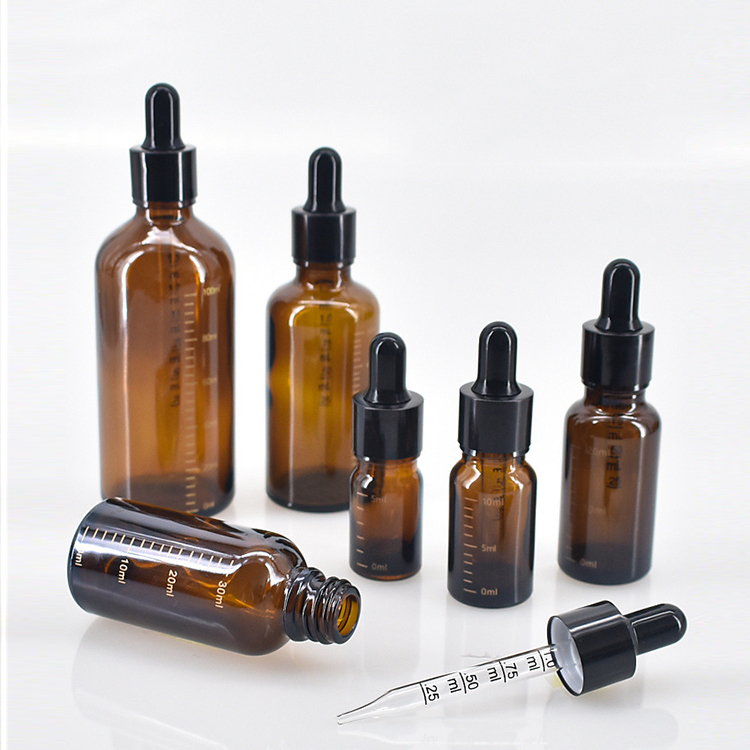 botella de vidrio packaging 10ml 20ml 30ml 50ml amber essential oil bottle