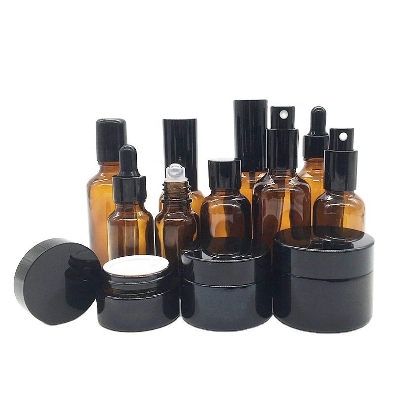 bottle sets 15ml 20ml 30ml 50ml 100ml glass cream jar and glass dropper bottle  glass spray bottle