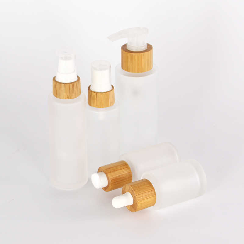 bottles bamboo 30ml 50ml 100ml bamboo lotion bottle serum emulsion cosmetic glass plastic bottle with pump