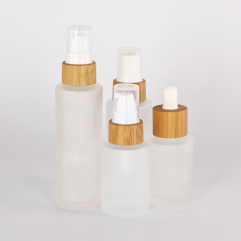 bottles bamboo 30ml 50ml 100ml bamboo lotion bottle serum emulsion cosmetic glass plastic bottle with pump