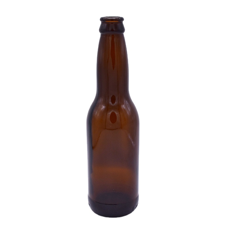 brewery custom logo 330ml amber beer glass bottle with crown cap