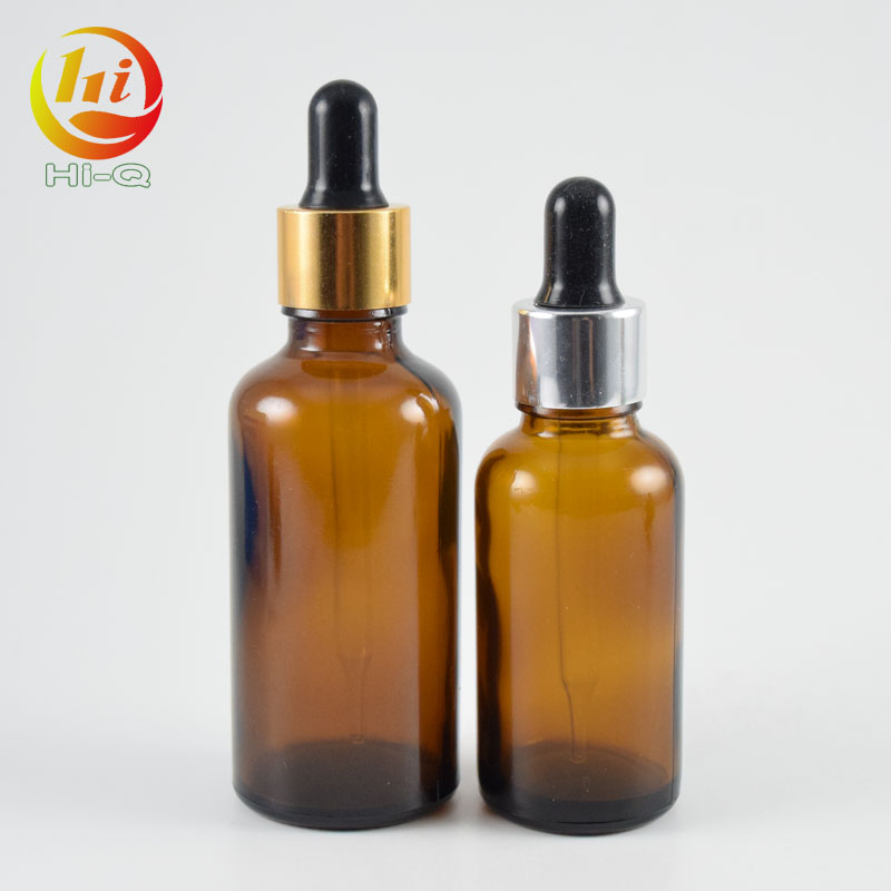 brown glass dropper bottle 20ml 30ml 50ml 60ml glass bottle with aluminium cap, cosmetic glass bottle