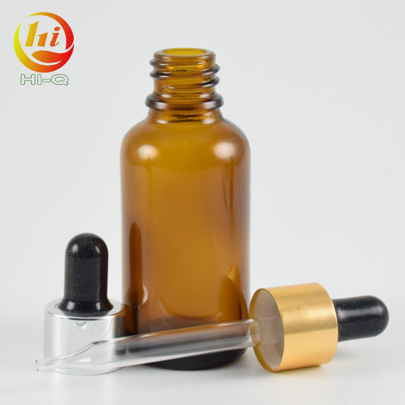 brown glass dropper bottle 20ml 30ml 50ml 60ml glass bottle with aluminium cap, cosmetic glass bottle