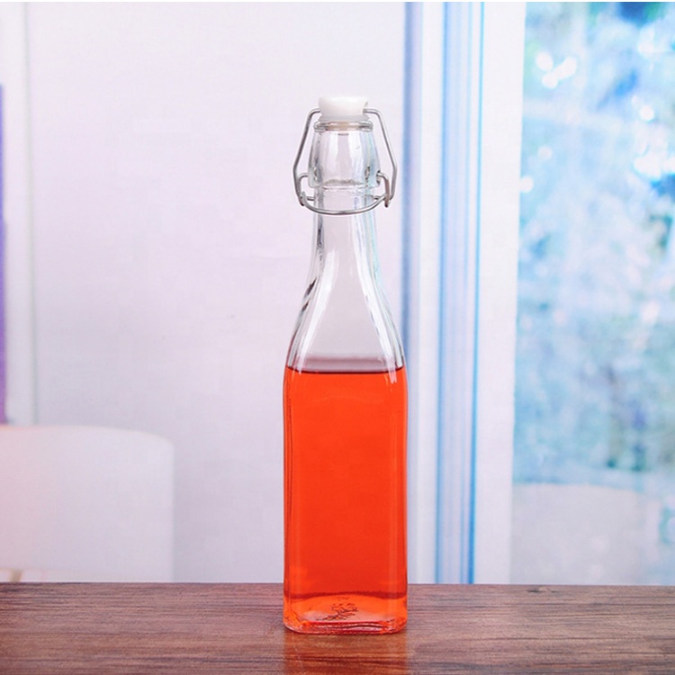 cafe bar use 100ml 250ml 500ml 1000ml round glass swing top bottle for juice milk tea lemon water homemade drinks wine kombucha