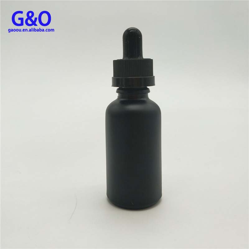 calibrated glass pipette 1oz matte black glass bottle 30ml black beard oil container glass dropper bottle