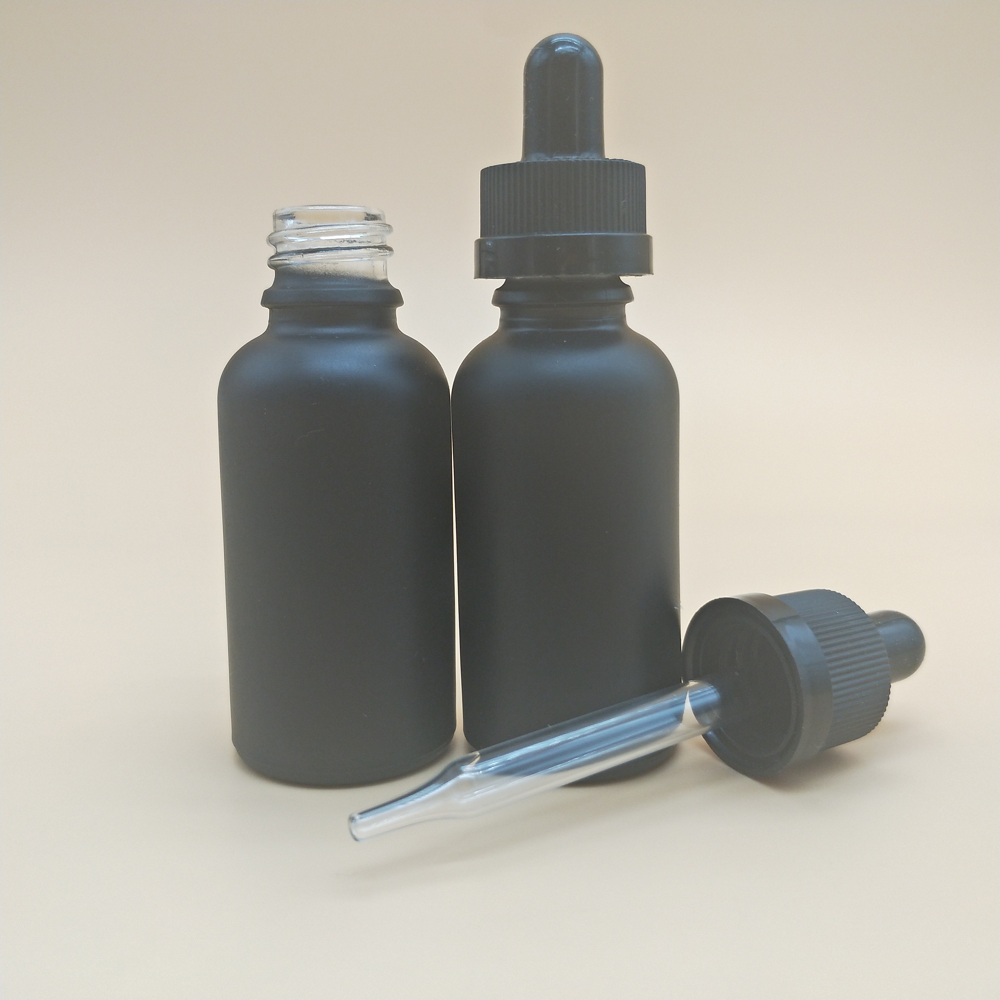 calibrated glass pipette 1oz matte black glass bottle 30ml black beard oil container glass dropper bottle