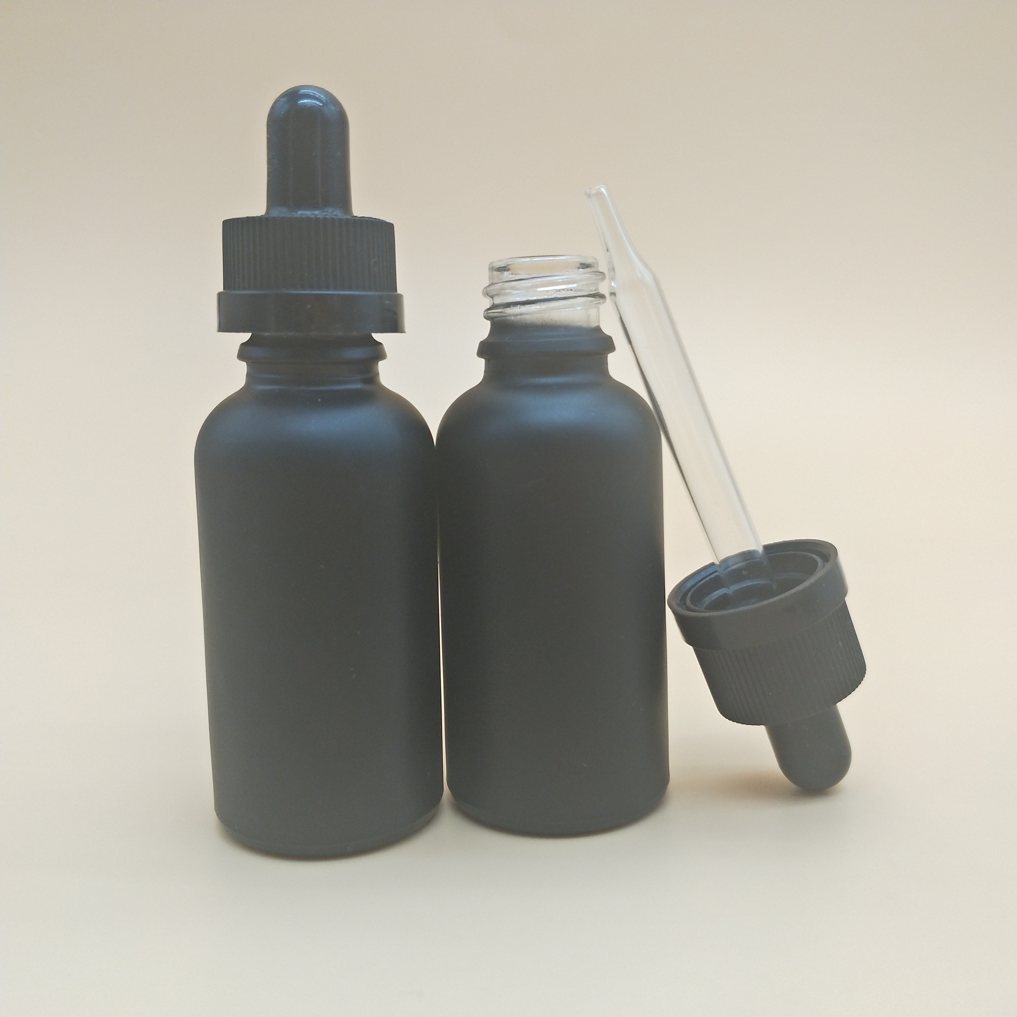calibrated glass pipette 1oz matte black glass bottle 30ml black beard oil container glass dropper bottle